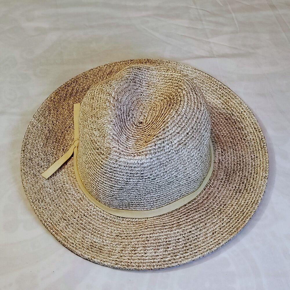 Sonoma Wide Brim Braided Straw Sun Outback Hat Tan Pinch Crown Beach Coastal